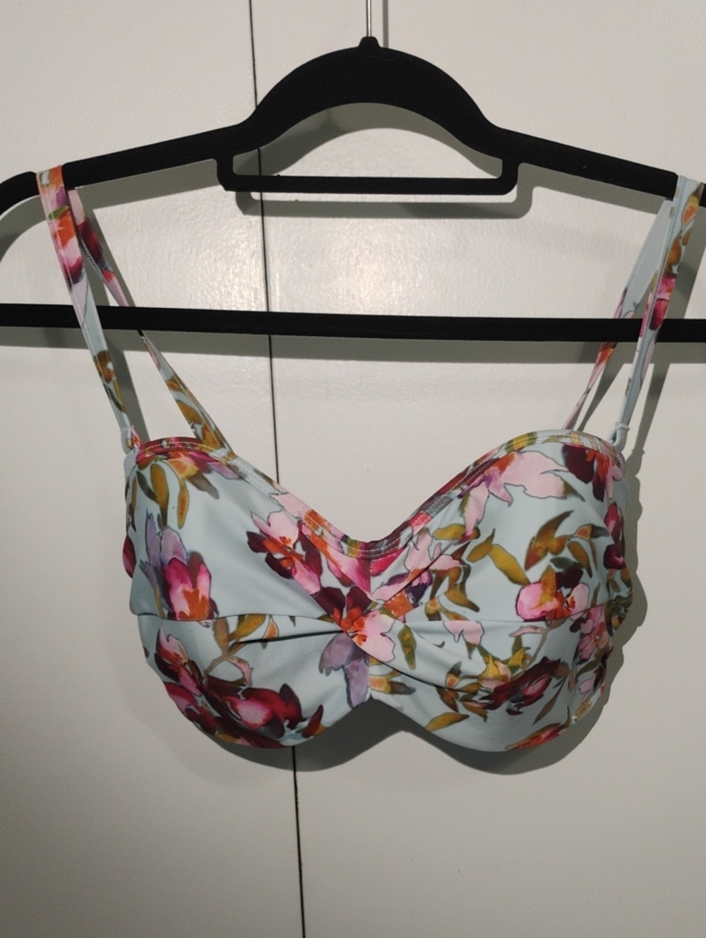 Panache Floral Light Blue Bikini Top with Pink and Green Accents